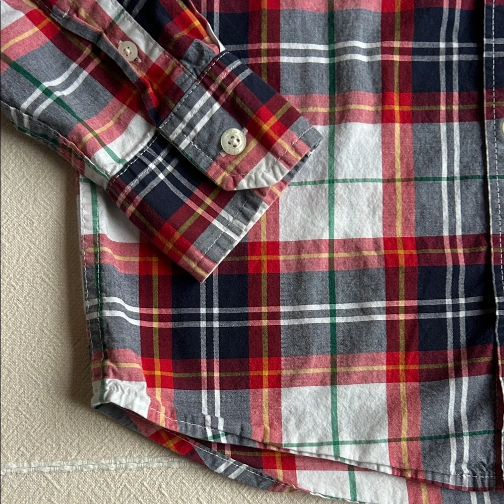 Old Navy Kids Checkered Button-Down Shirt - Red, Green, White